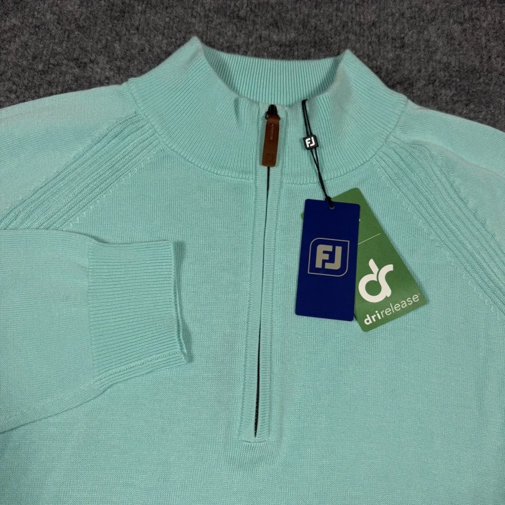 FootJoy Golf Quarter Zip Pullover Mens XL Mint Green Wool Blend NWT